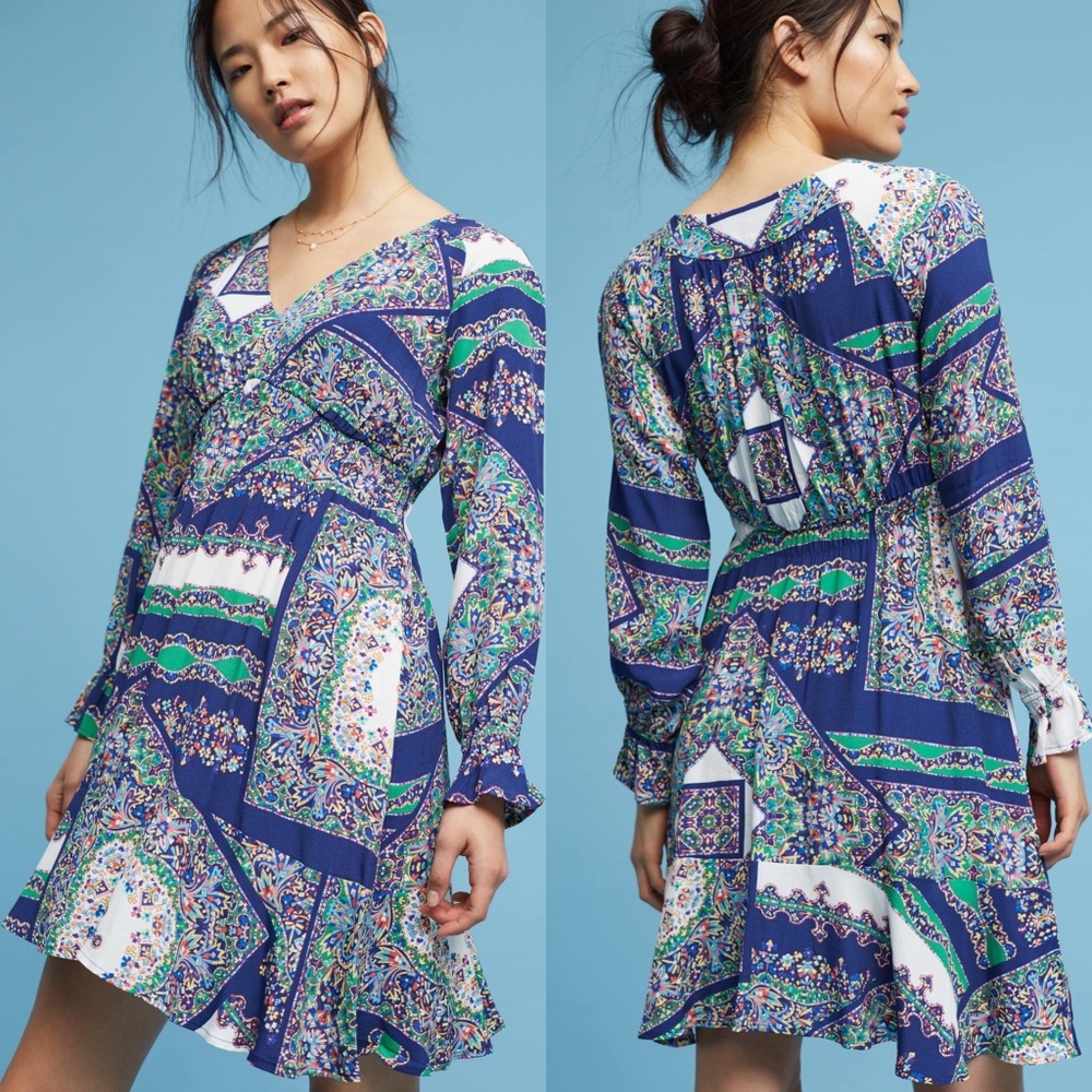 Anthropologie Maeve Monaco Dress in Blue Multicolor size M